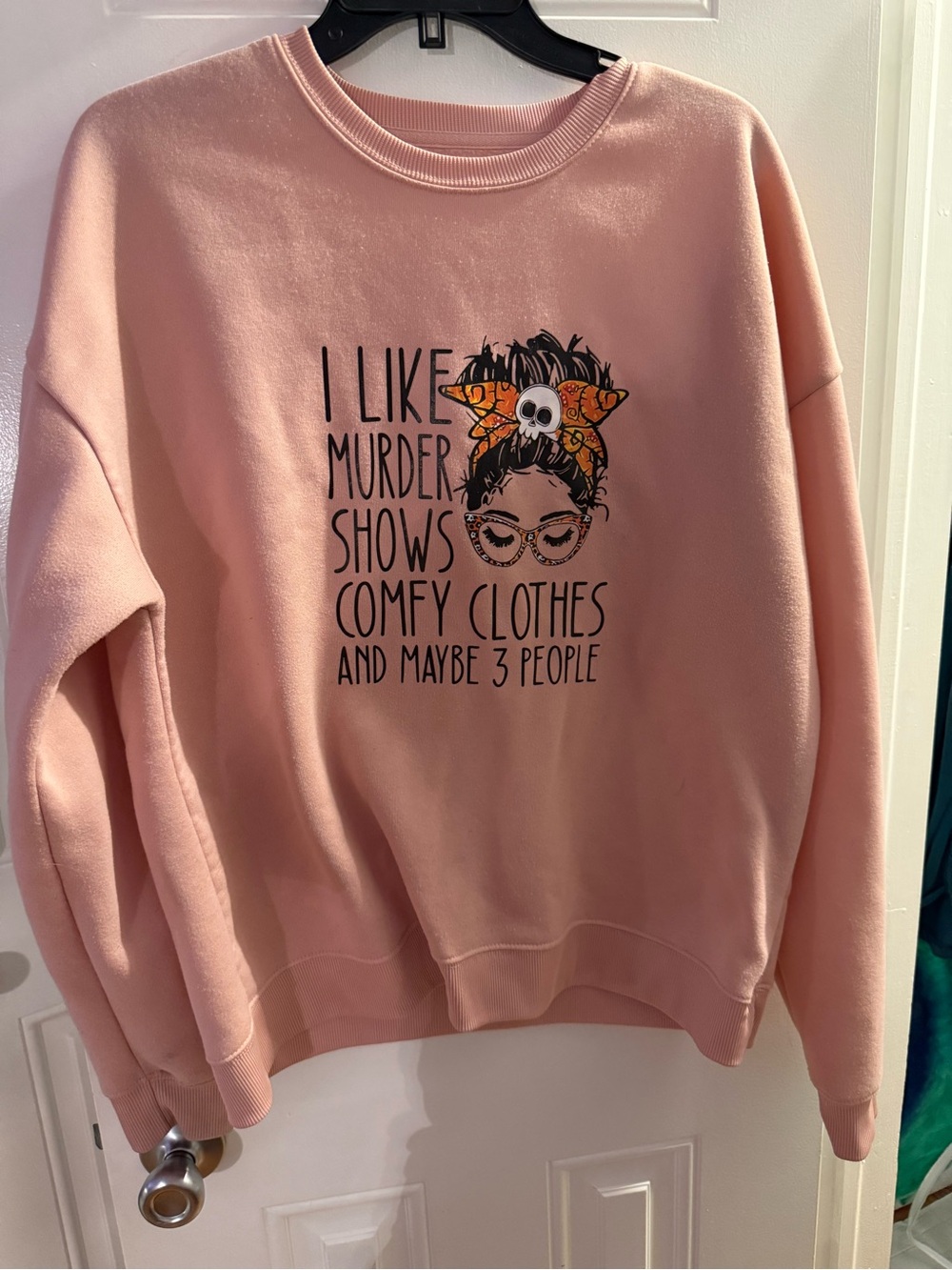 Pink Graphic Crewneck Sweatshirt with Quirky Print